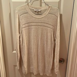 Casual cream Loft sweater with detail around neckline.